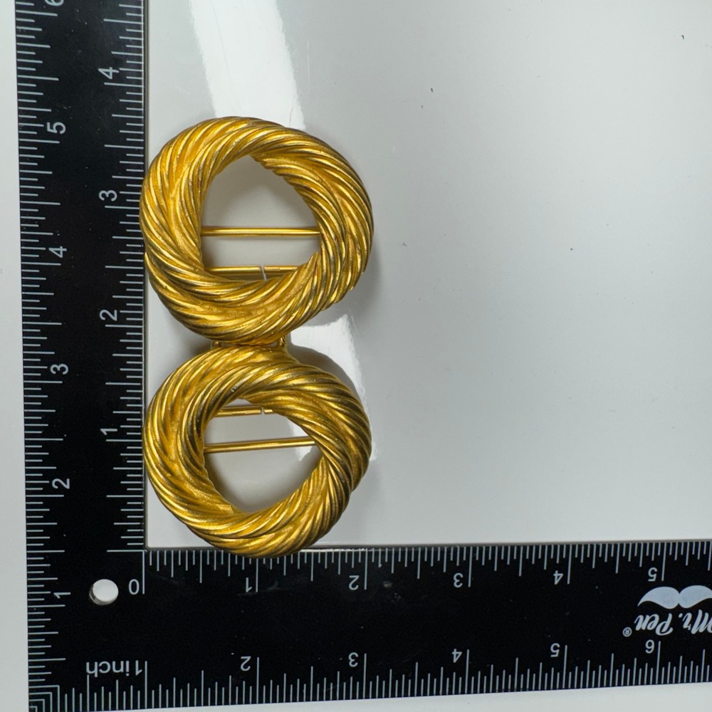 Vintage Gold Tone Double Circle Rope Twist Belt Buckle‎ Accessory